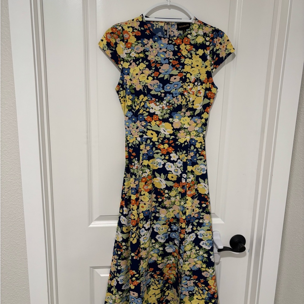 Sugarlips Vibrant Floral Midi Dress (S)